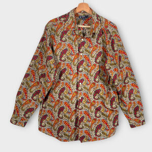 CREMIEUX Classics Shirt Mens LARGE Paisley Button Up 100% Cotton Retro Vibe